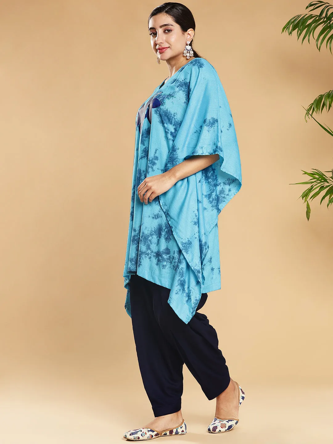 SkyBlue Rayon TieDyeKurta - Sapphire