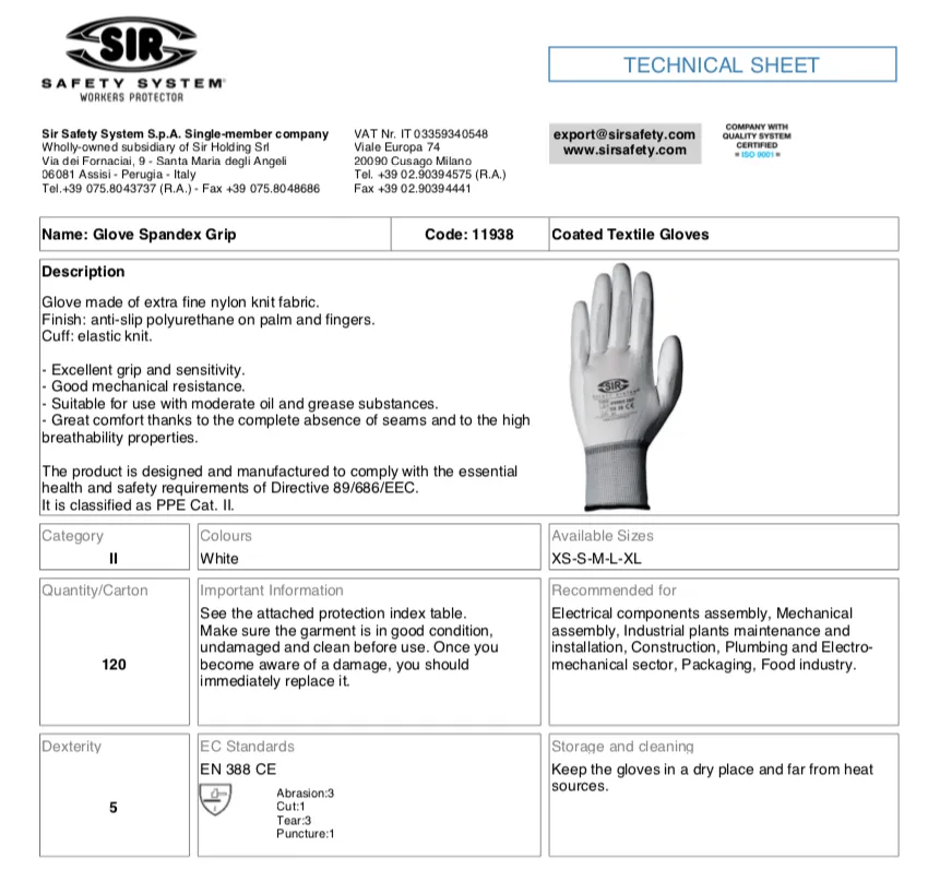 SPANDEX GRIP GLOVE