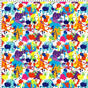 Spandex Paint Splat Rainbow White