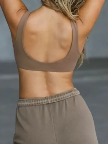TEEK - Fog Brown U-Neck Yoga Bra