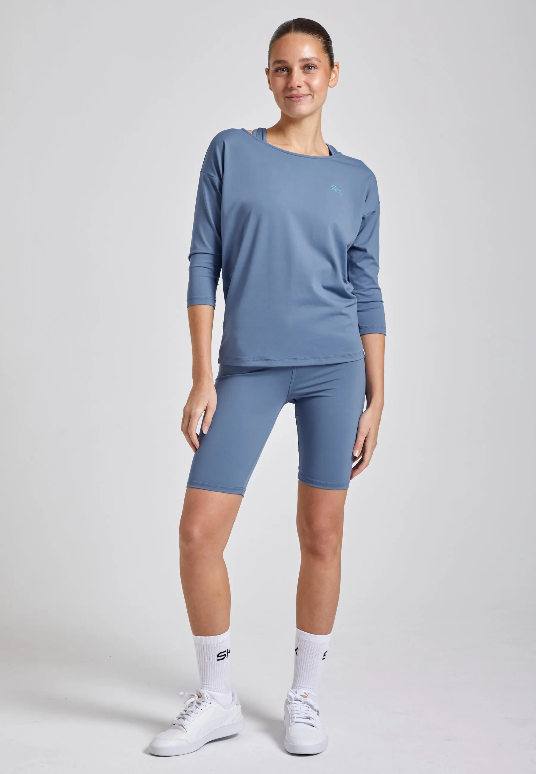 Tennis 3/4 loose fit shirt, gray blue