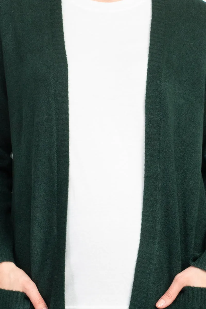 Velvet Heart Open Front Long Sleeve Ribbed Cuffs and Hem Knit Jacket with Pockets