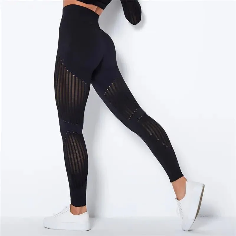 Women's Seamless Mesh Leggings - High-Quality Yoga Pants for Women